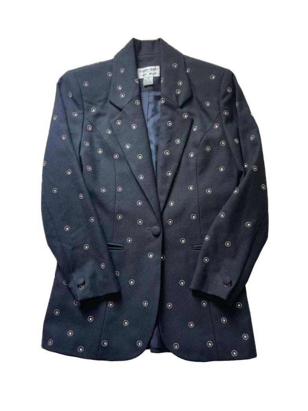 Focus 2000 by Charles Bluech Black Wool Rhinestone Studded Blazer Size 6